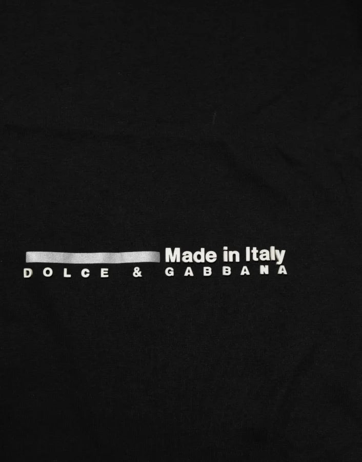 Dolce &amp; Gabbana Black Statement Cotton Crew Neck Men T-shirt