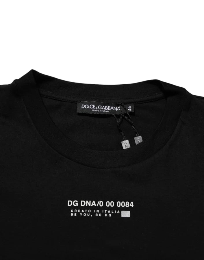 Dolce &amp; Gabbana Black Statement Cotton Crew Neck Men T-shirt