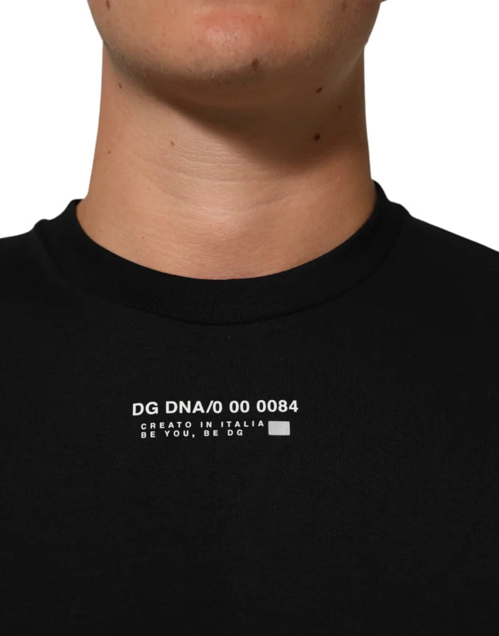 Dolce &amp; Gabbana Black Statement Cotton Crew Neck Men T-shirt