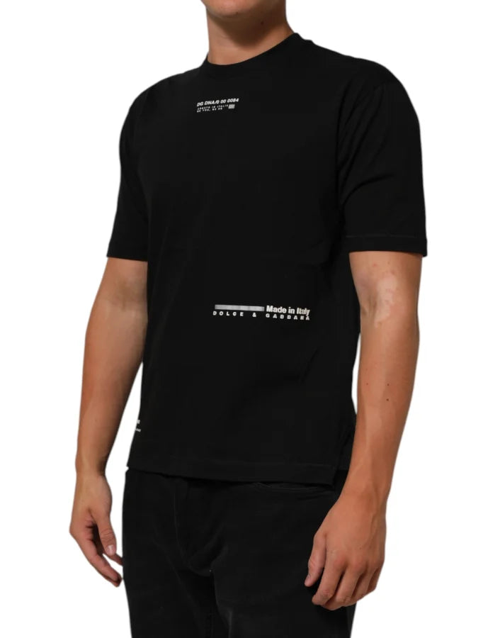Dolce &amp; Gabbana Black Statement Cotton Crew Neck Men T-shirt