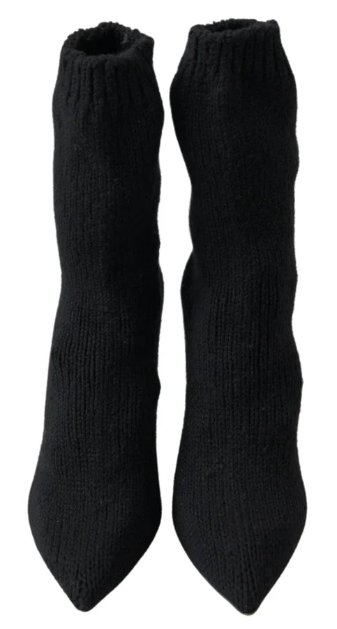 Dolce &amp; Gabbana Black Stiletto Heel Mid Calf Women Boot Shoes