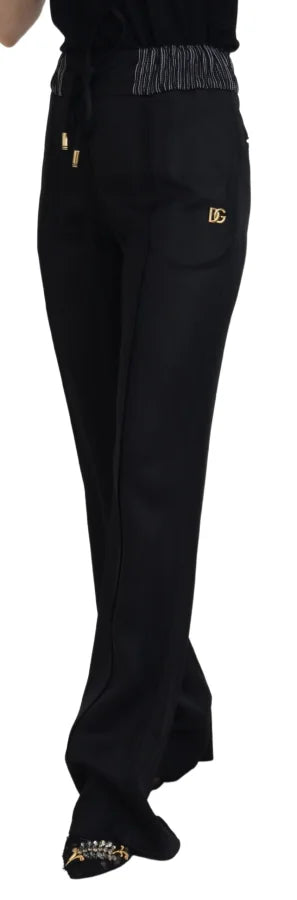 Dolce &amp; Gabbana Black Straight Fit Cotton Pants