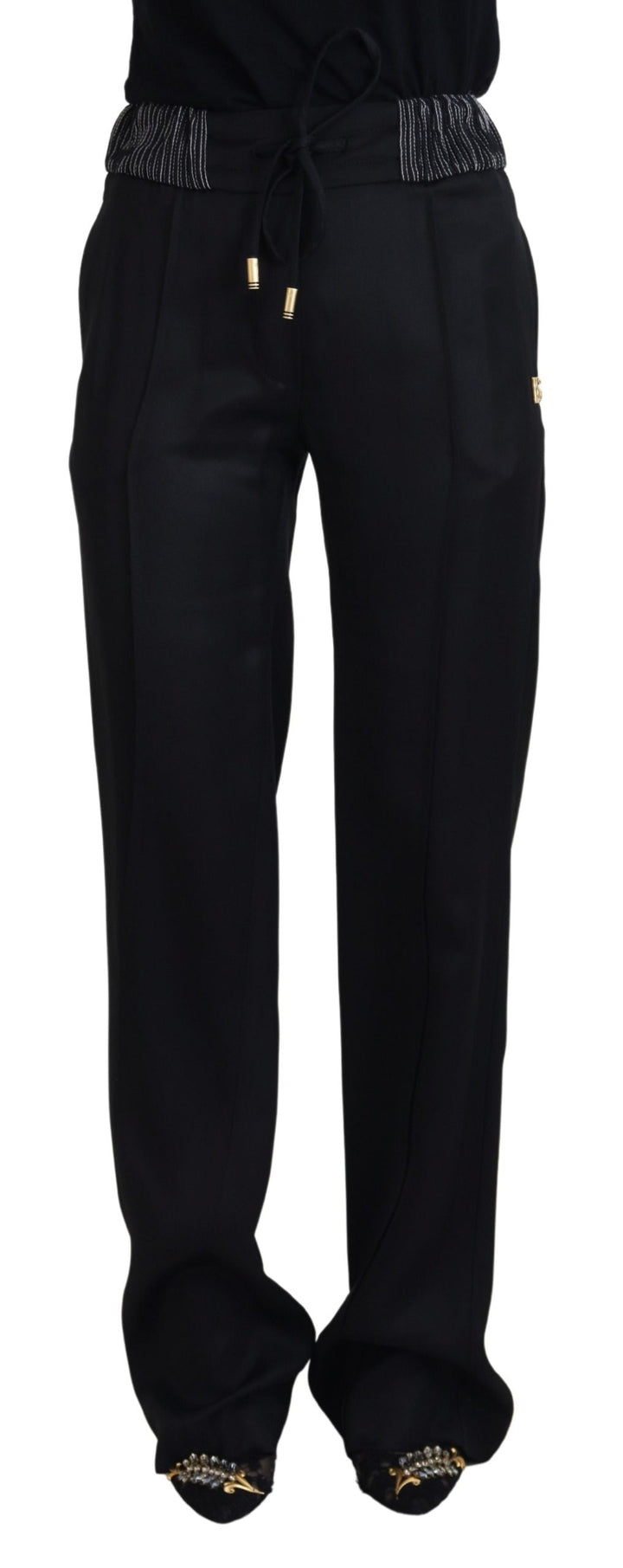 Dolce &amp; Gabbana Black Straight Fit Cotton Pants