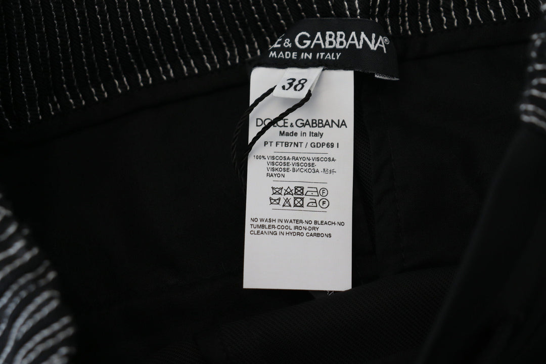 Dolce &amp; Gabbana Black Straight Fit Cotton Pants