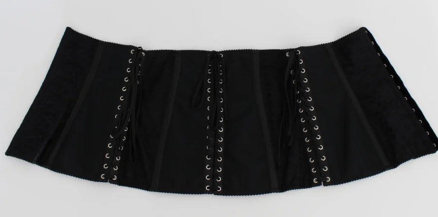 Dolce &amp; Gabbana Black Stretch Corset Waist Strap Belt
