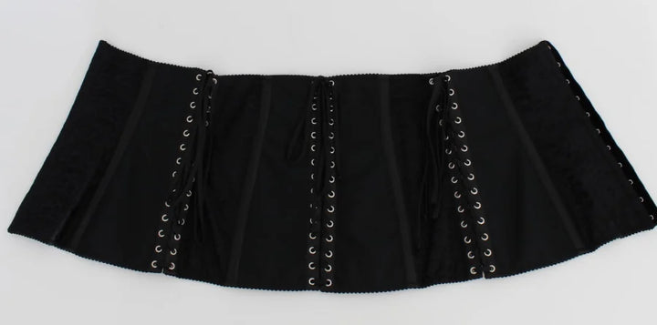 Dolce &amp; Gabbana Black Stretch Corset Waist Strap Belt