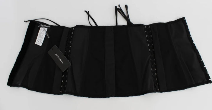 Dolce &amp; Gabbana Black Stretch Corset Waist Strap Belt