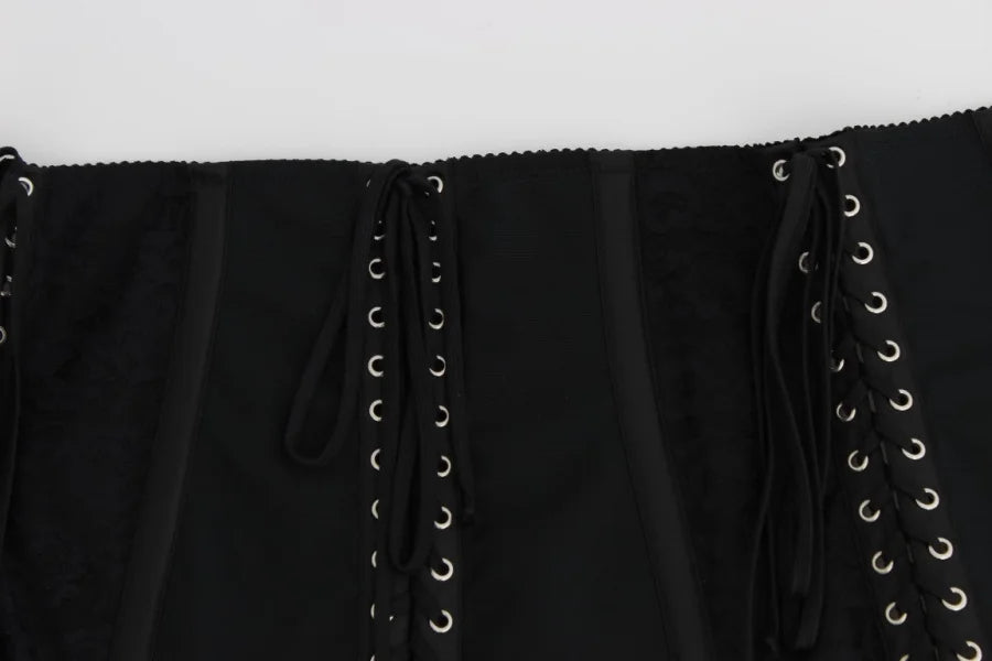 Dolce &amp; Gabbana Black Stretch Corset Waist Strap Belt