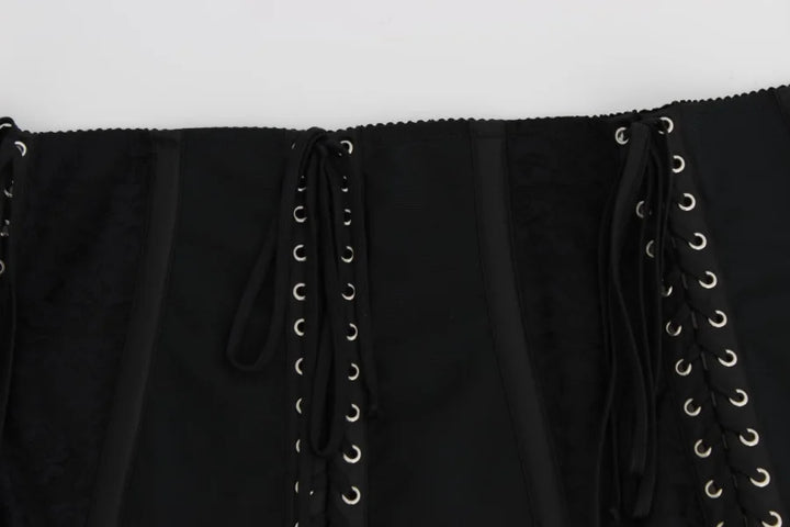 Dolce &amp; Gabbana Black Stretch Corset Waist Strap Belt