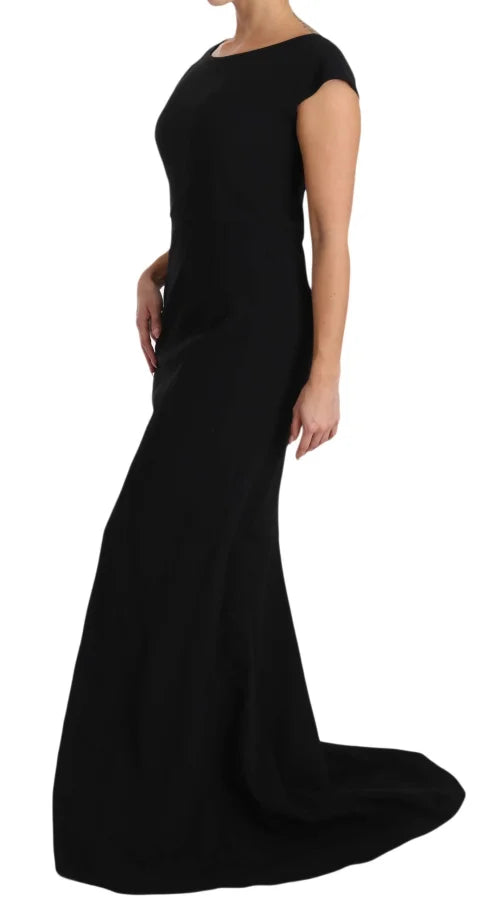 Dolce &amp; Gabbana Black Stretch Fit Flare Gown Maxi