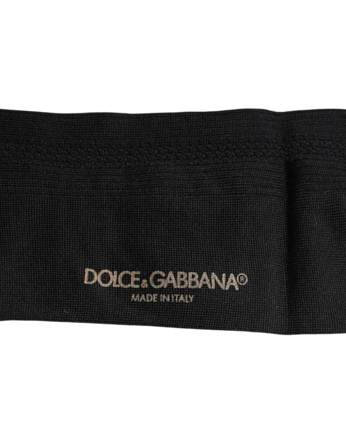 Dolce &amp; Gabbana Black Stretch Logo Mid Calf Men Socks