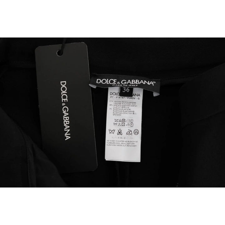 Dolce & Gabbana Black Stretch Pink Stripes Capri Pants