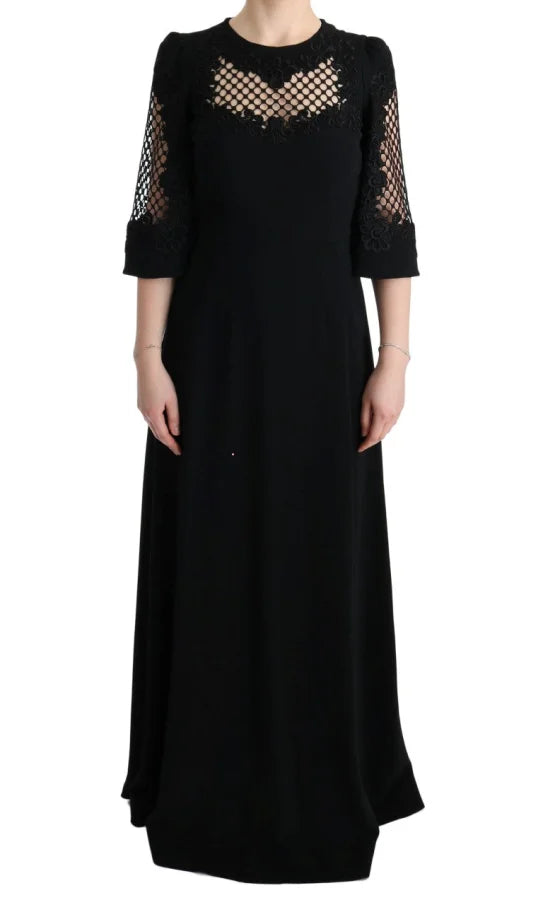 Dolce &amp; Gabbana Black Stretch Shift Long Maxi Dress