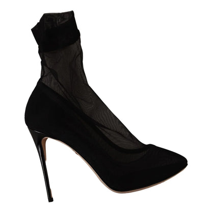 Dolce & Gabbana Black Stretch Sock Boot Pumps