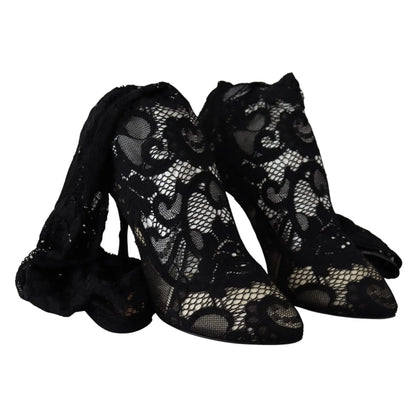 Dolce Gabbana Black Stretch Sock Pumps Luxury Authentic Style &