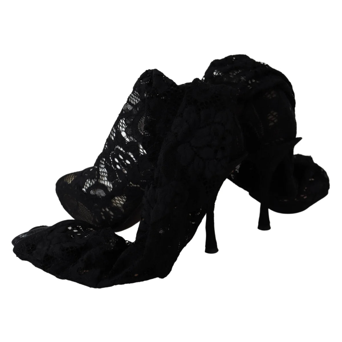 Dolce Gabbana Black Stretch Sock Pumps Luxury Authentic Style &