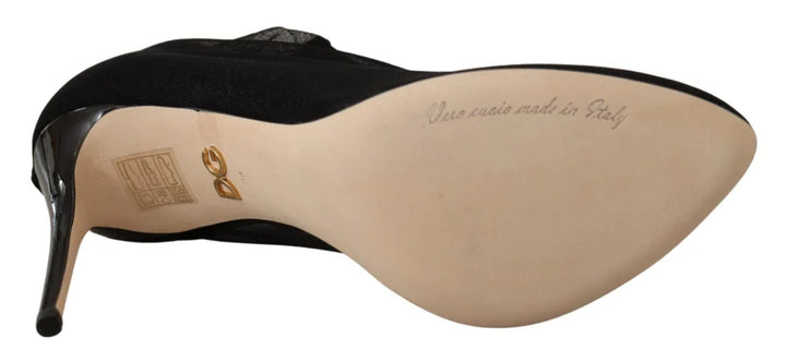 Dolce &amp; Gabbana Black Stretch Tulle Boots Shoes