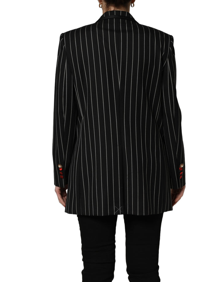 Dolce &amp; Gabbana Sport Jackets - Black Stripe Double-Breasted Blazer Jacket