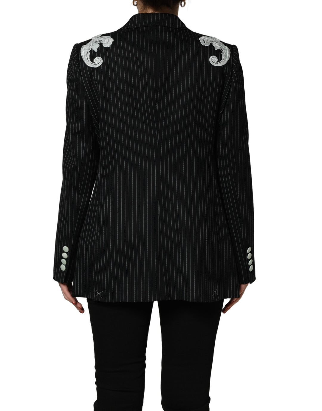 Dolce &amp; Gabbana Sport Jackets - Black Stripe Double-Breasted Blazer Jacket