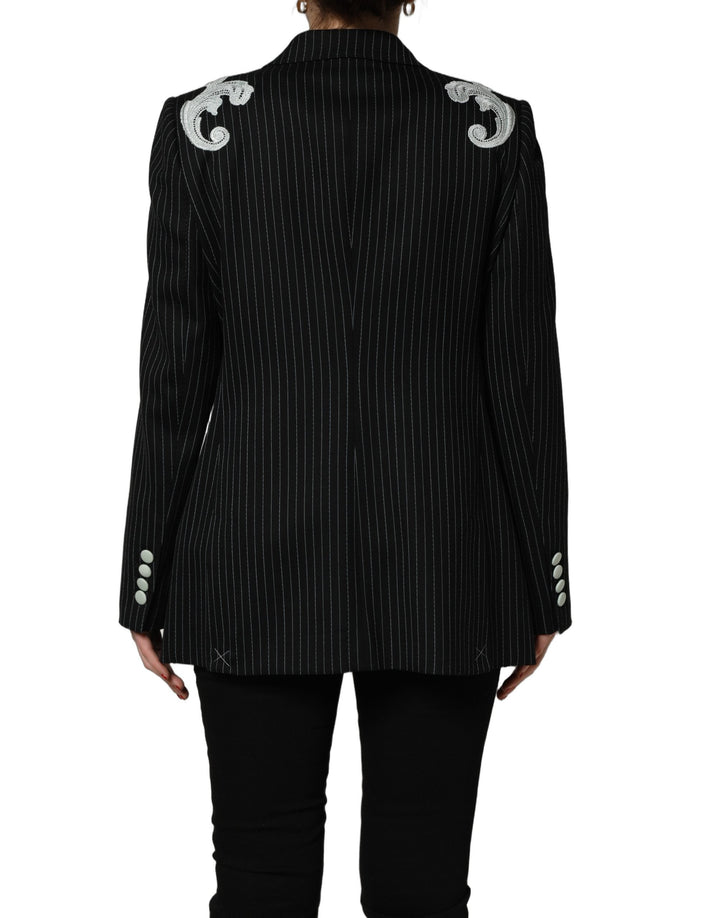 Dolce &amp; Gabbana Sport Jackets - Black Stripe Double-Breasted Blazer Jacket