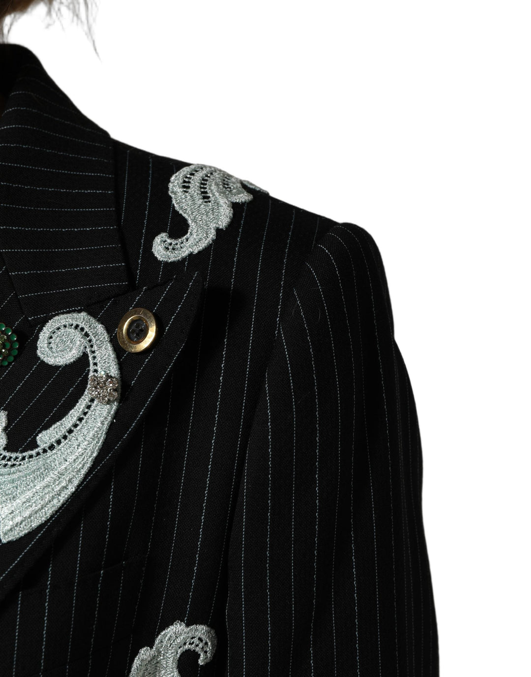 Dolce &amp; Gabbana Sport Jackets - Black Stripe Double-Breasted Blazer Jacket