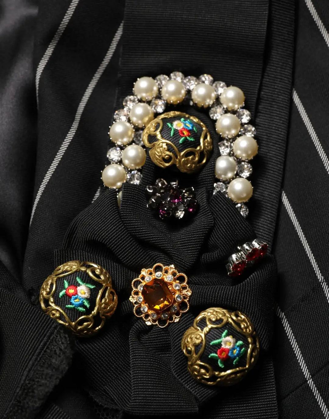 Dolce &amp; Gabbana Black Stripe Double-Breasted Blazer Jacket