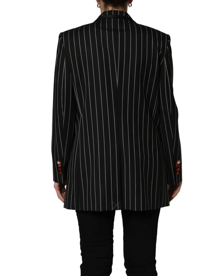 Dolce &amp; Gabbana Black Stripe Double-Breasted Blazer Jacket