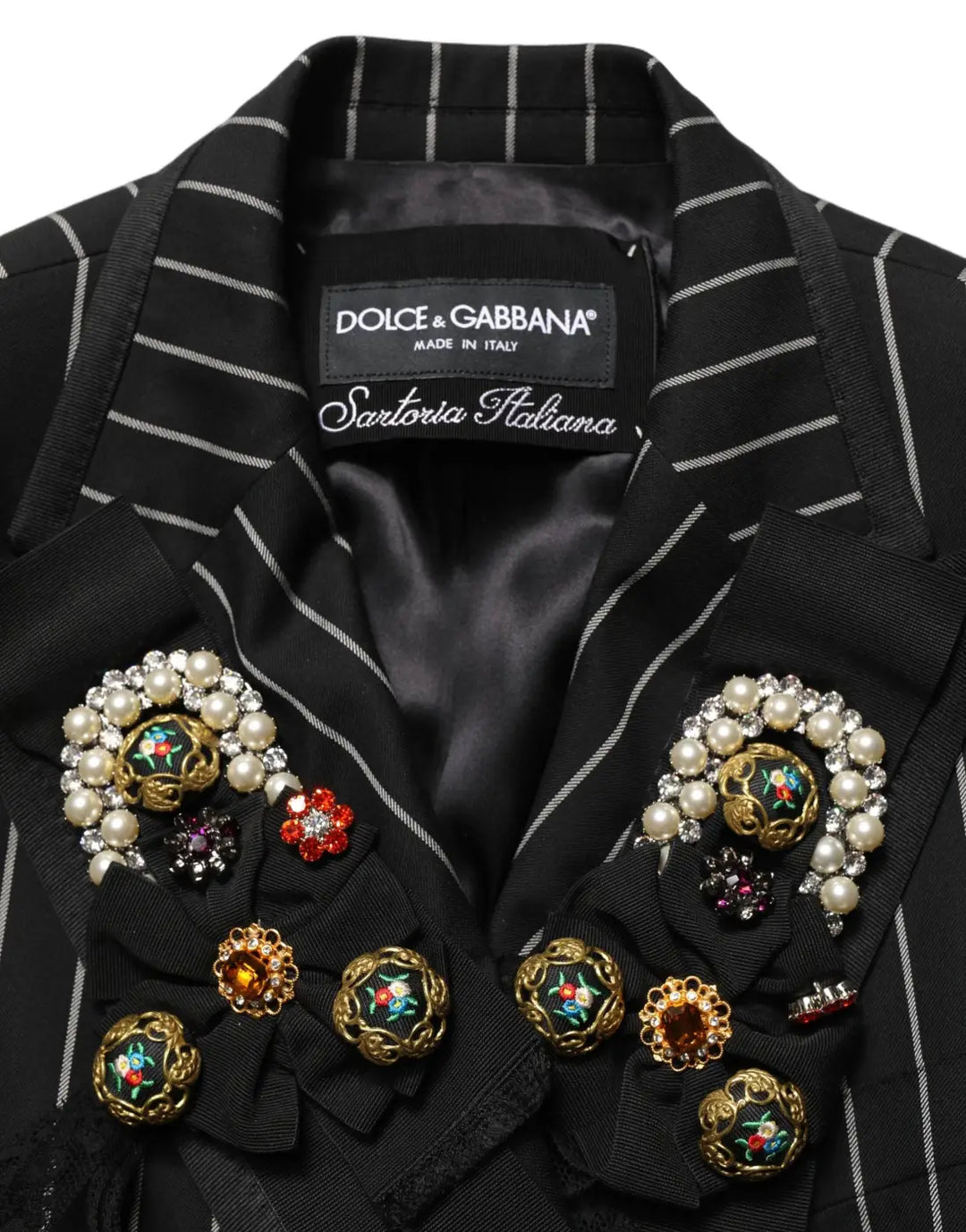 Dolce &amp; Gabbana Black Stripe Double-Breasted Blazer Jacket