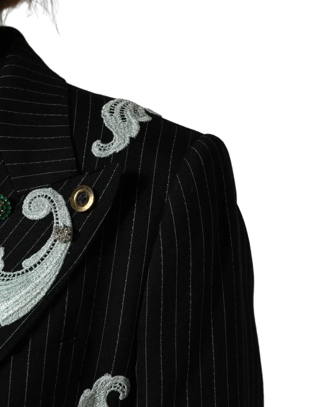 Dolce &amp; Gabbana Black Stripe Double-Breasted Blazer Jacket