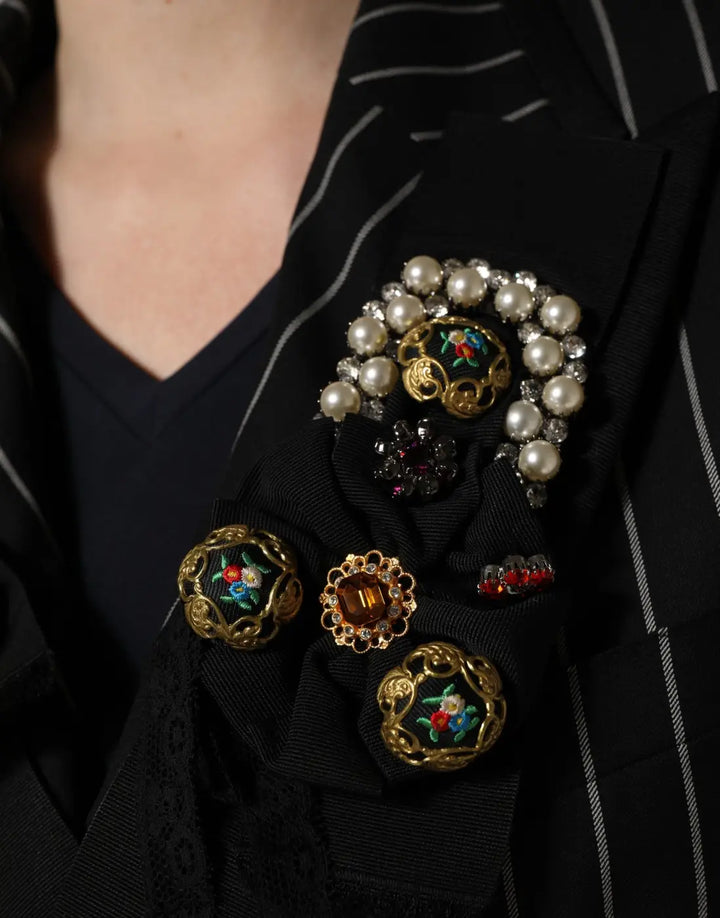 Dolce &amp; Gabbana Black Stripe Double-Breasted Blazer Jacket