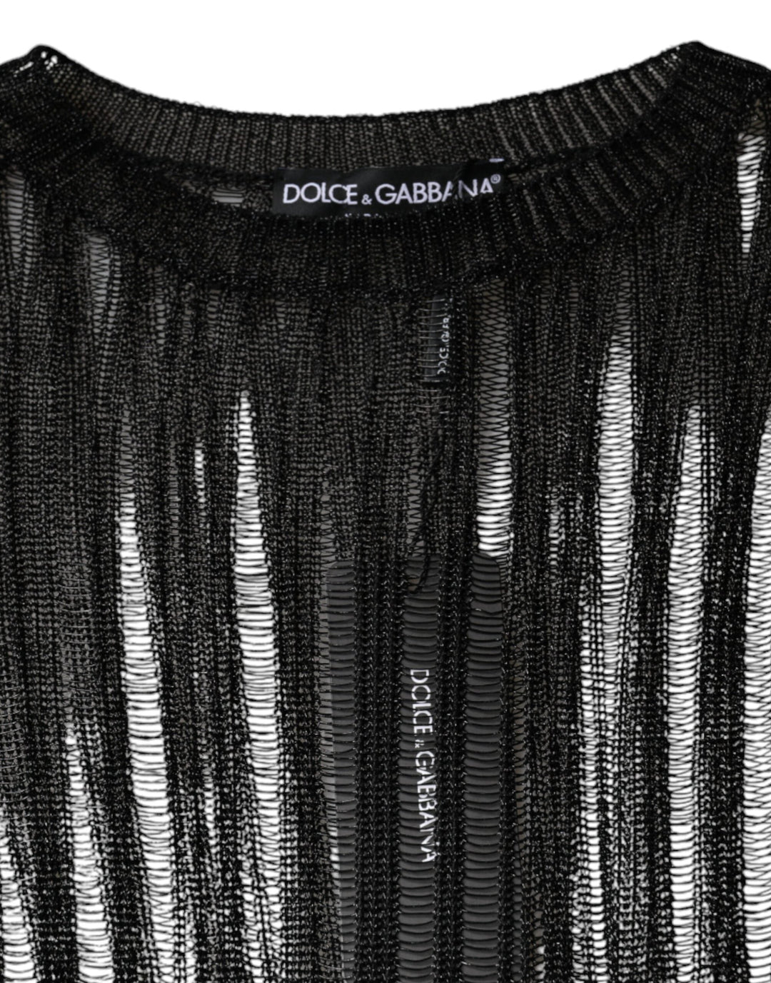 Dolce &amp; Gabbana - Black Stripe See Through Long Sleeves Top