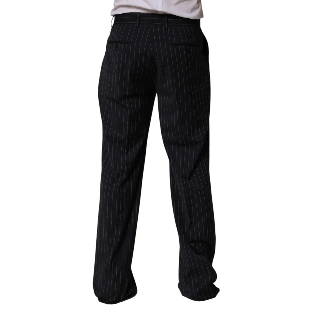 Dolce &amp; Gabbana Black Stripe Straight Men Dress Trouser Pants