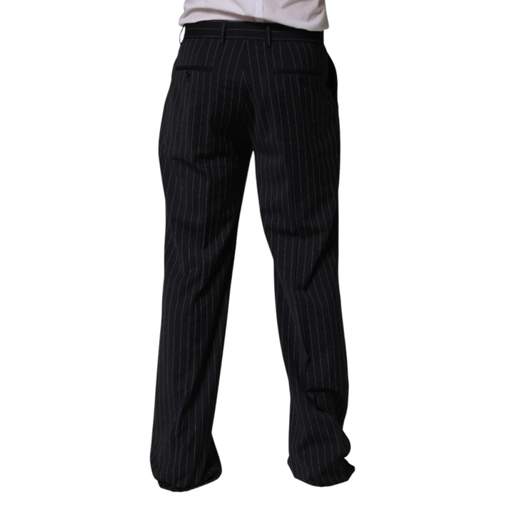 Dolce &amp; Gabbana Black Stripe Straight Men Dress Trouser Pants