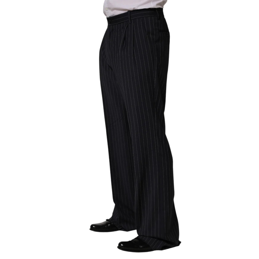 Dolce &amp; Gabbana Black Stripe Straight Men Dress Trouser Pants