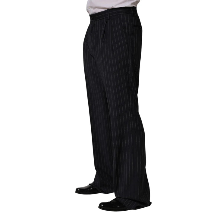 Dolce &amp; Gabbana Black Stripe Straight Men Dress Trouser Pants