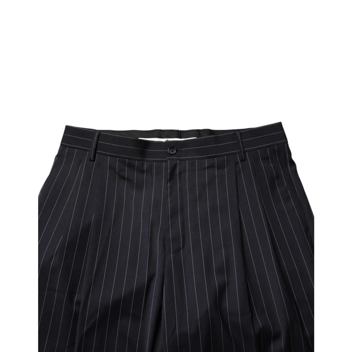 Dolce &amp; Gabbana Black Stripe Straight Men Dress Trouser Pants