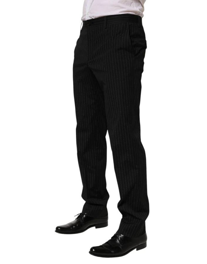 Dolce &amp; Gabbana Black Striped Dress Formal Men Trouser Pants