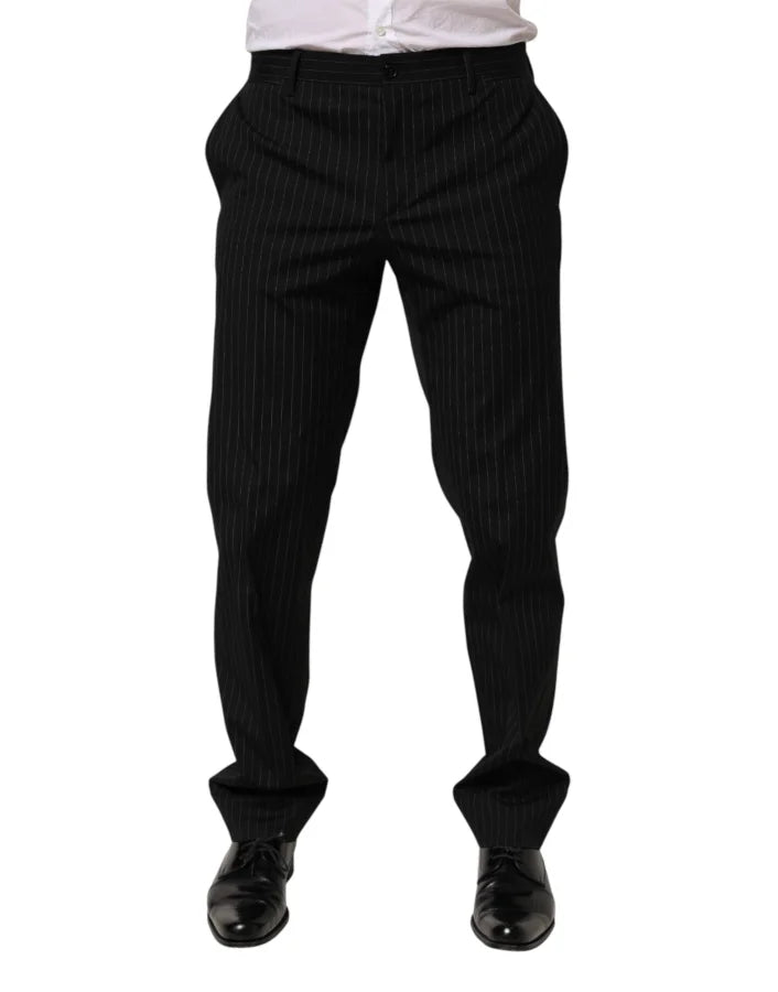 Dolce &amp; Gabbana Black Striped Dress Formal Men Trouser Pants