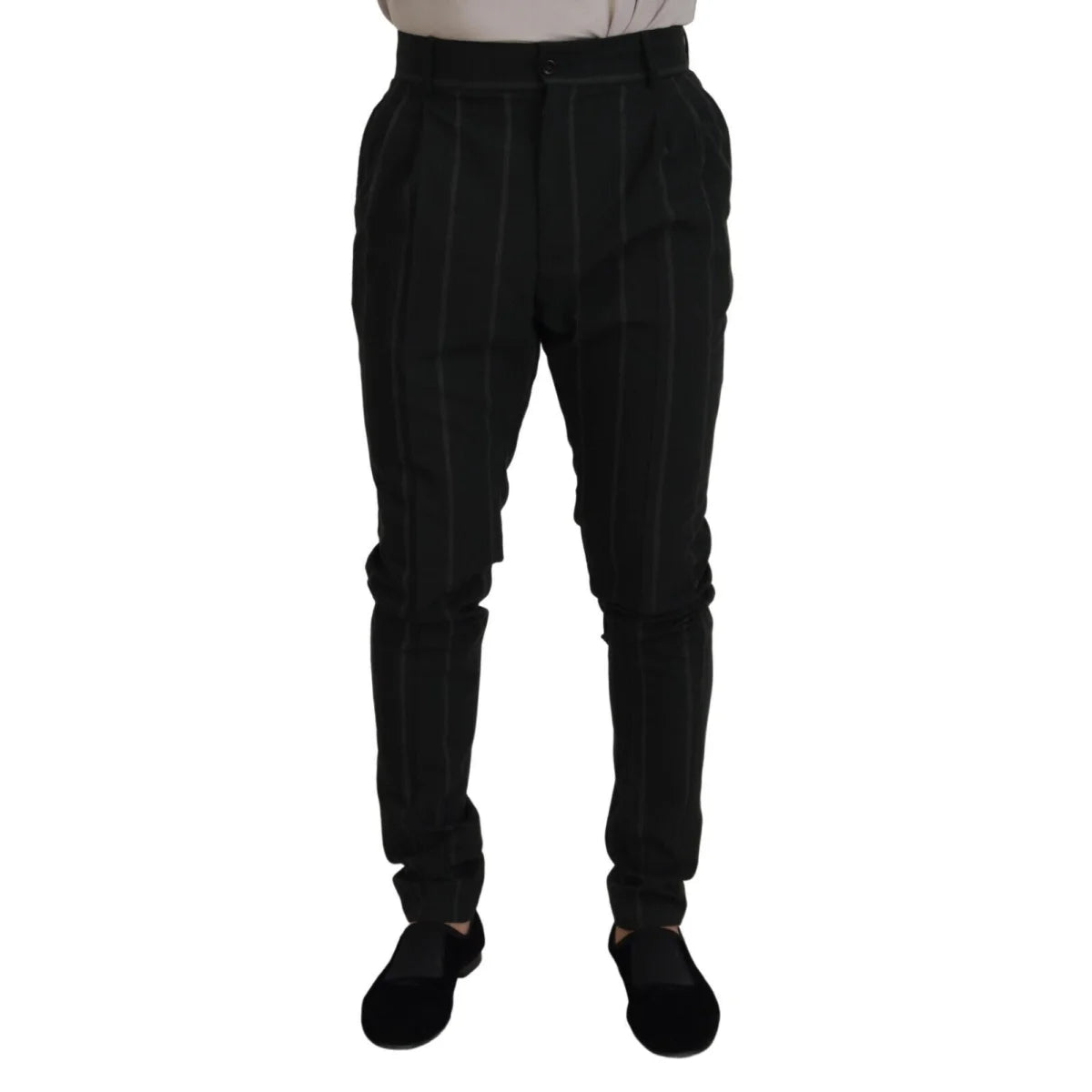 Dolce & Gabbana Black Striped Men Trousers Cotton Pants