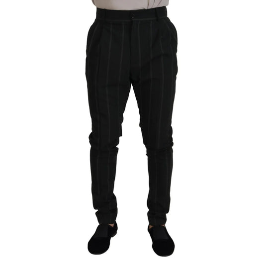 Dolce & Gabbana Black Striped Men Trousers Cotton Pants