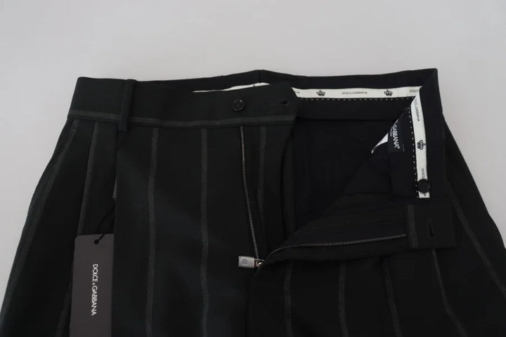 Dolce &amp; Gabbana Black Striped Men Trousers Cotton Pants