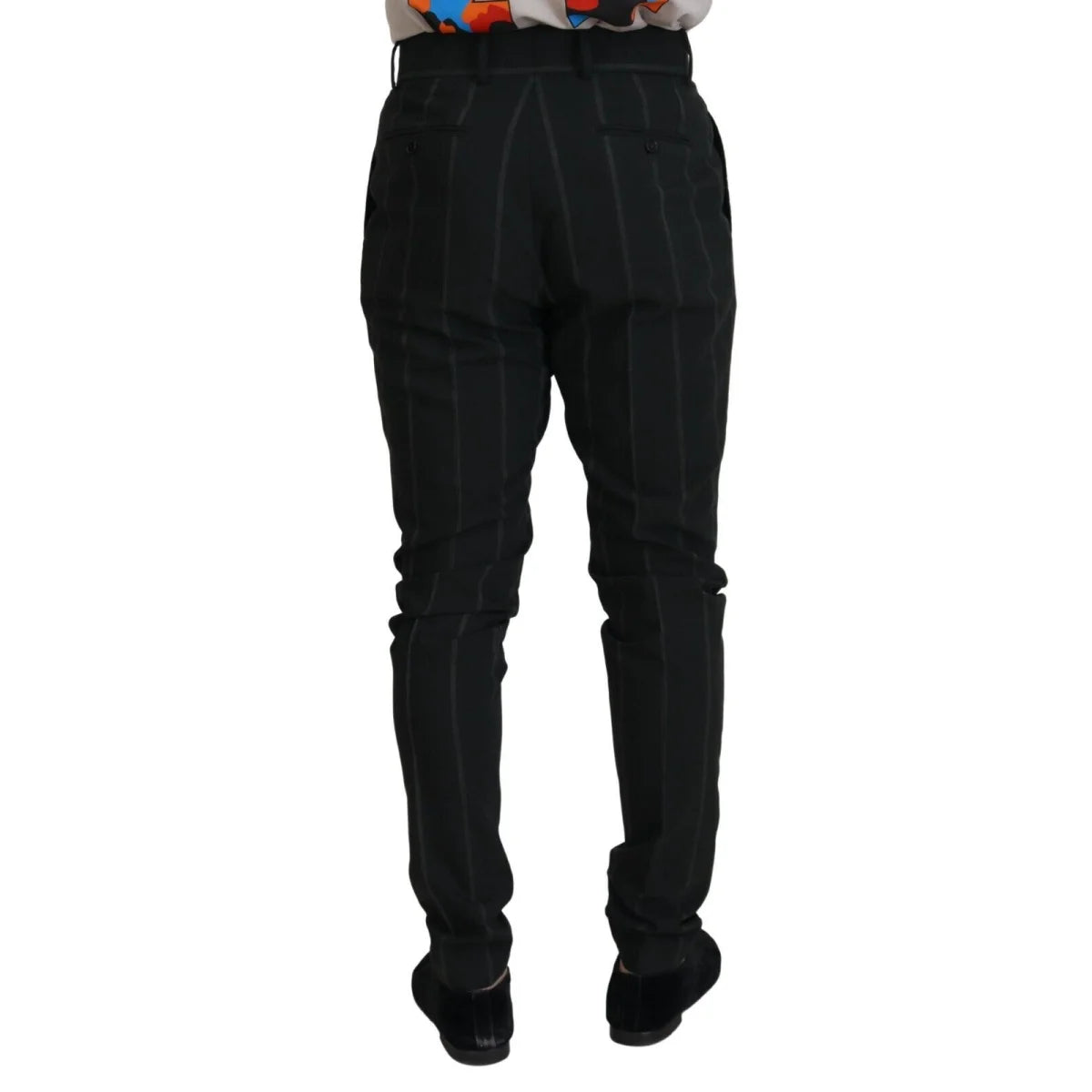 Dolce & Gabbana Black Striped Men Trousers Cotton Pants