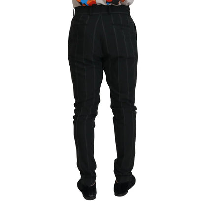 Dolce & Gabbana Black Striped Men Trousers Cotton Pants