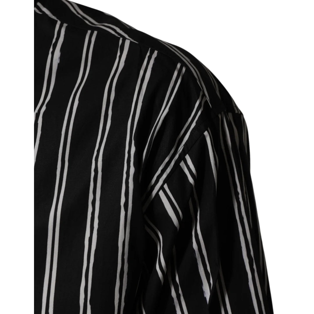 Dolce &amp; Gabbana Black Stripes Cotton Men Formal Dress Shirt