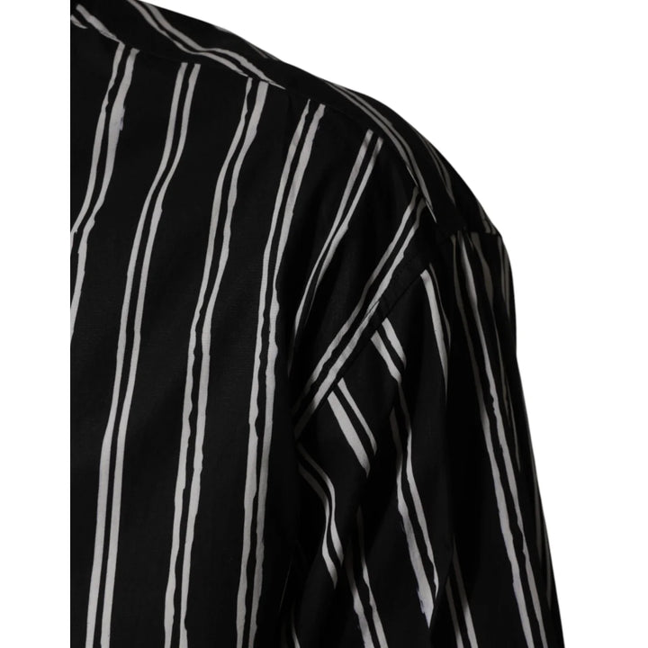 Dolce &amp; Gabbana Black Stripes Cotton Men Formal Dress Shirt