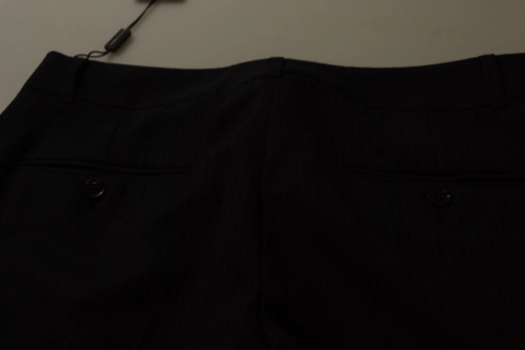 Dolce &amp; Gabbana Black Stripes Mid Waist Trouser Pants