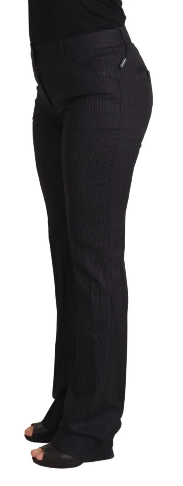 Dolce &amp; Gabbana Black Stripes Mid Waist Trouser Pants