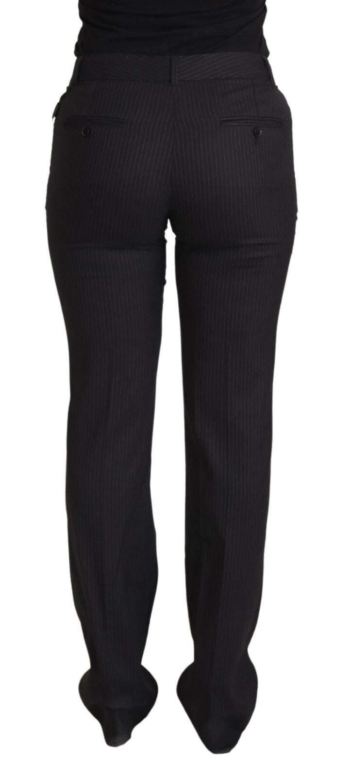 Dolce &amp; Gabbana Black Stripes Mid Waist Trouser Pants