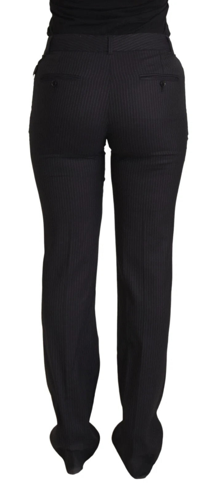 Dolce &amp; Gabbana Black Stripes Mid Waist Trouser Pants