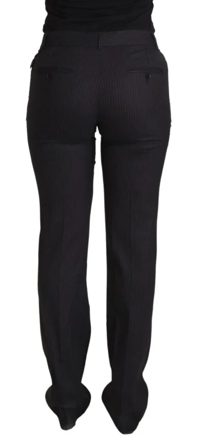 Dolce &amp; Gabbana Black Stripes Mid Waist Trouser Pants